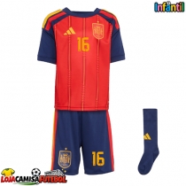 Camisa de Futebol Espanha Rodri Hernandez #16 Equipamento Principal Infantil Mundo 2026 Manga Curta (+ Calças curtas)